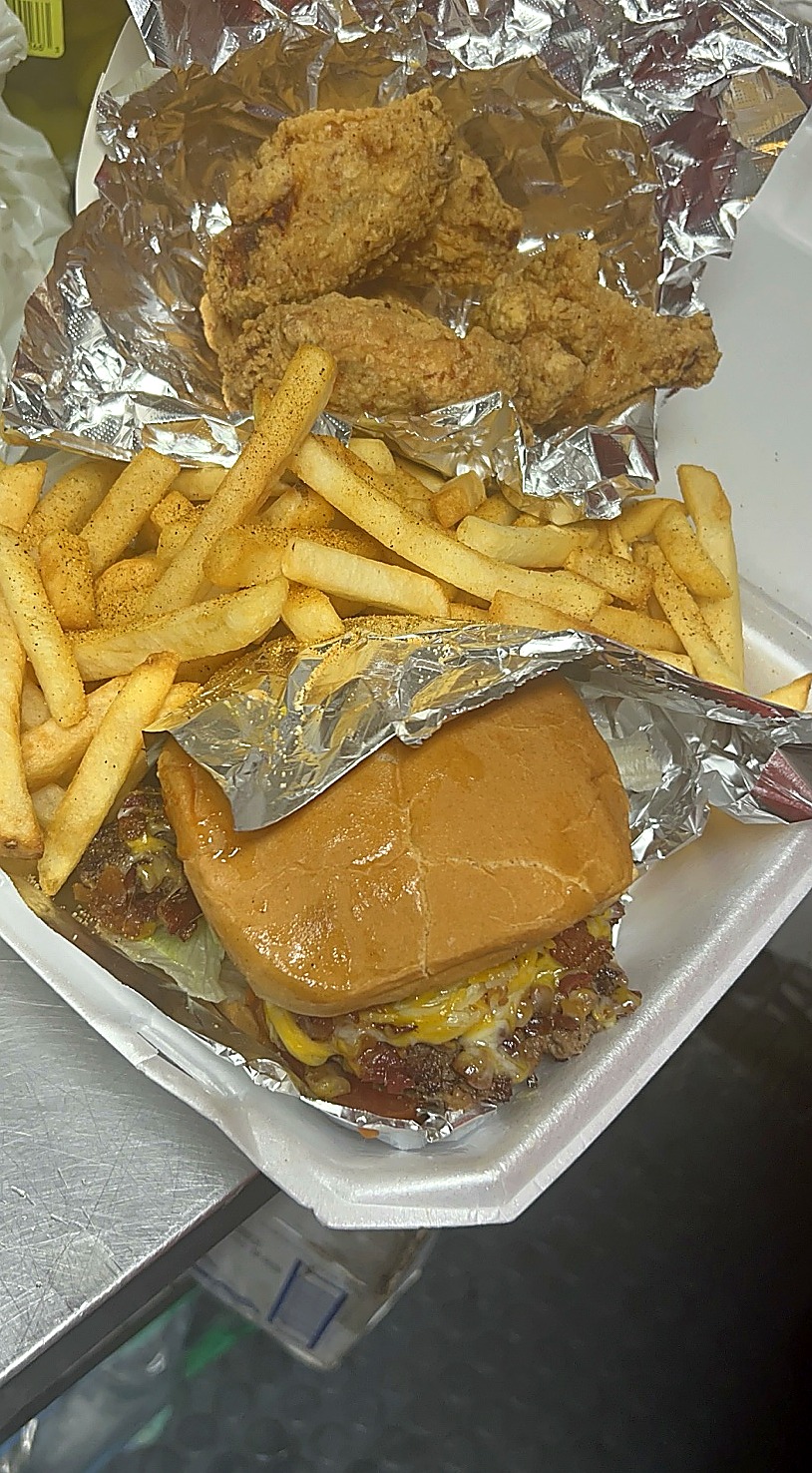 Burger wings and fries combo